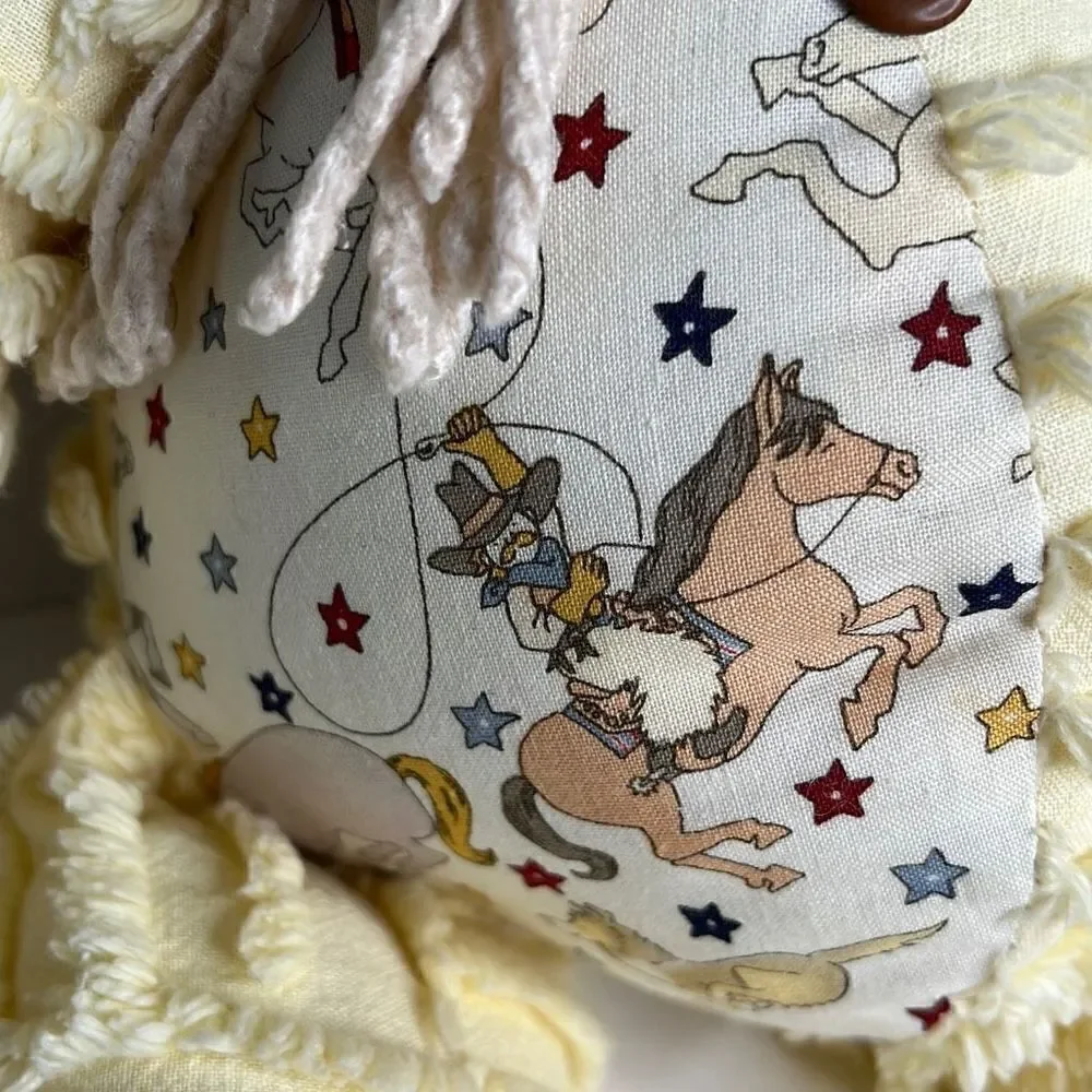Vintage Chenille Teddy Bear with Cowboys & Stars